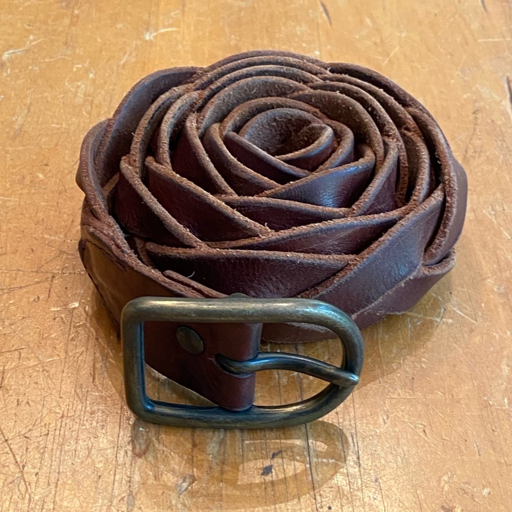 Leather Belt Woven Men's 42